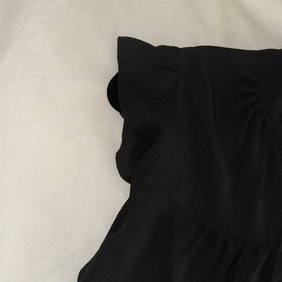 Black ruffle blouse with bow - Picture 3 of 3